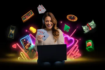 A glowing roulette wheel with cascading chips, symbolizing the engaging live and instant-win games available on 588WINBD.